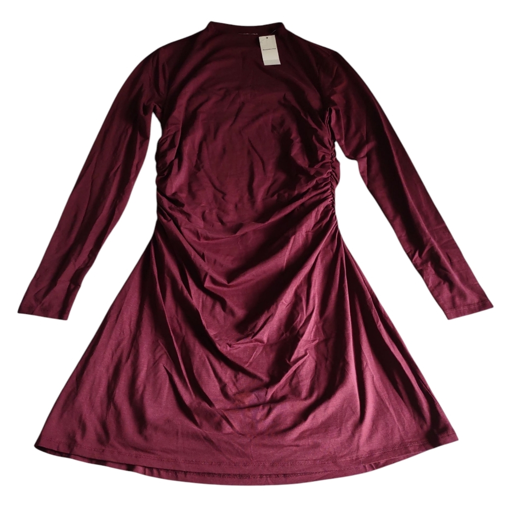 Abercrombie & Fitch Womens Modal Blend Ruched Long Sleeve Dress Large Tall